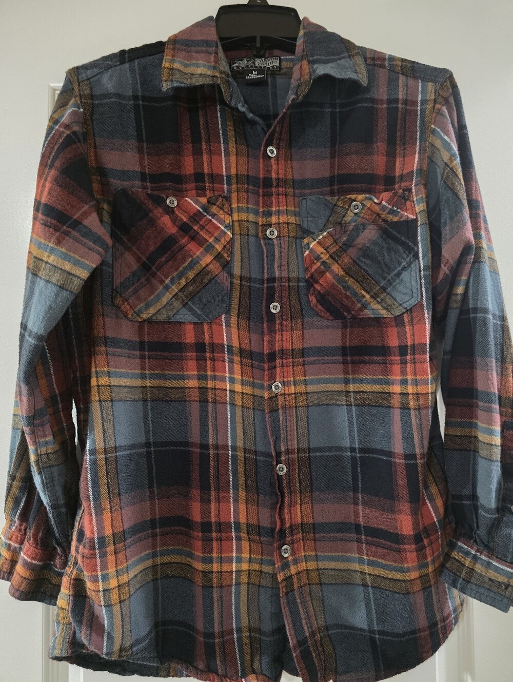 Men's Plaid Button-Down Shirt - Multicolor (Red, Blue, Yellow)